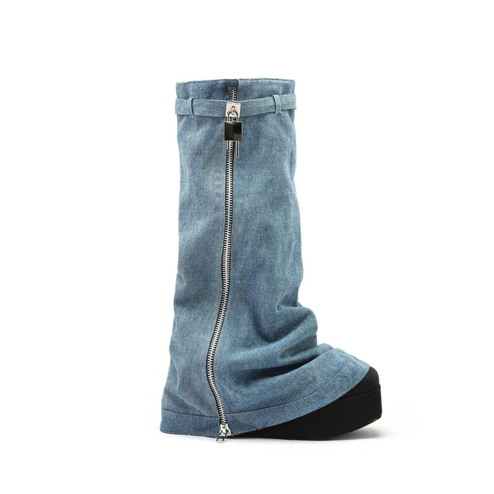 Femme Denim Slouchy High-Top Støvler Stilla
