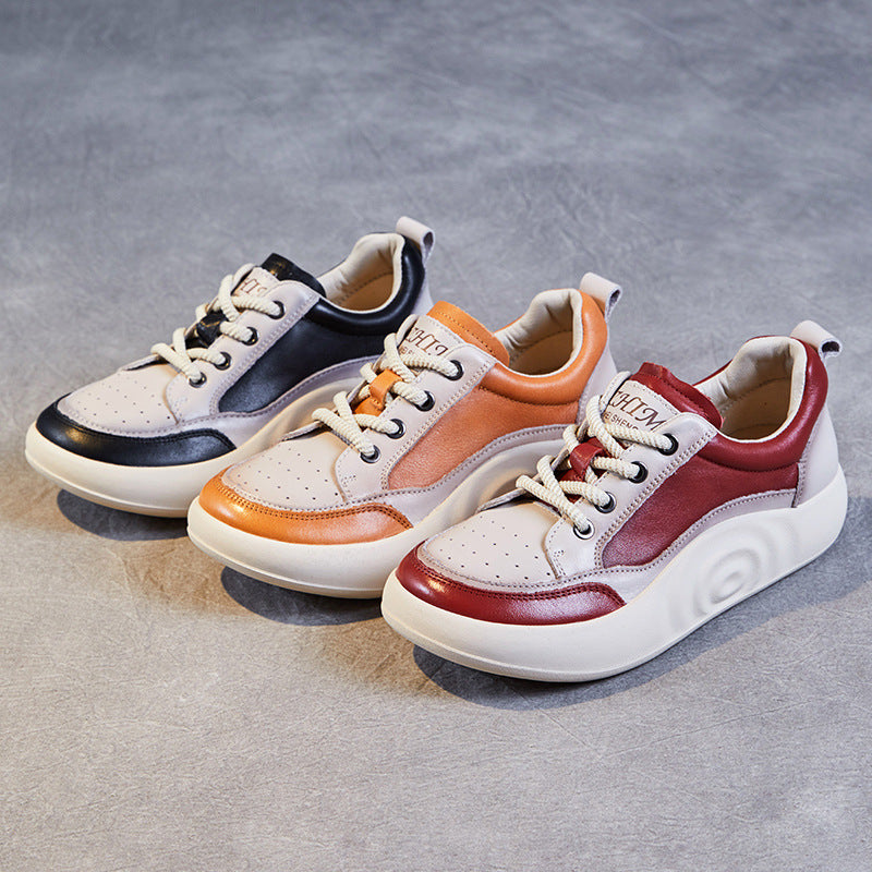 Dame Fritids Læder Sneakers med polstret sål Stilla