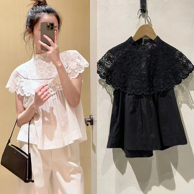 Damebluse med spidse og plissé-detaljer Stilla