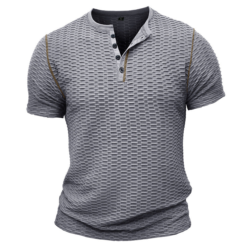 Herrer moderigtig kortærmet Henley skjorte med struktureret design Stilla