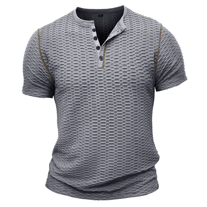 Herrer moderigtig kortærmet Henley skjorte med struktureret design Stilla