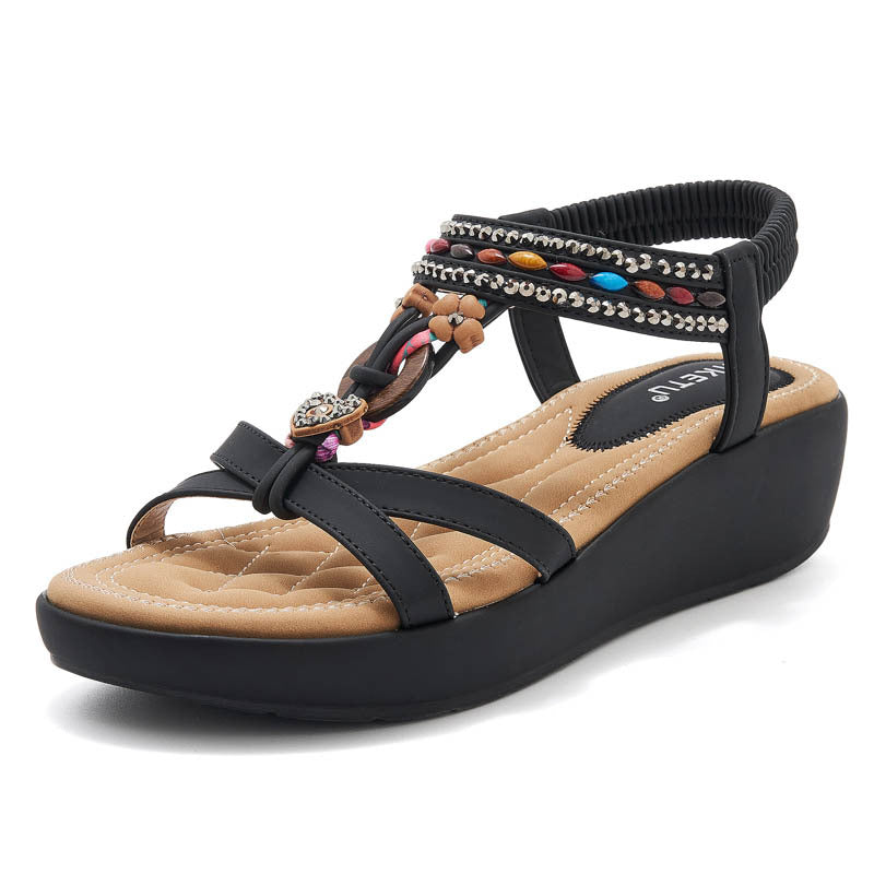 Dame Komfortable Wedge sandaler med dekorative accenter Stilla