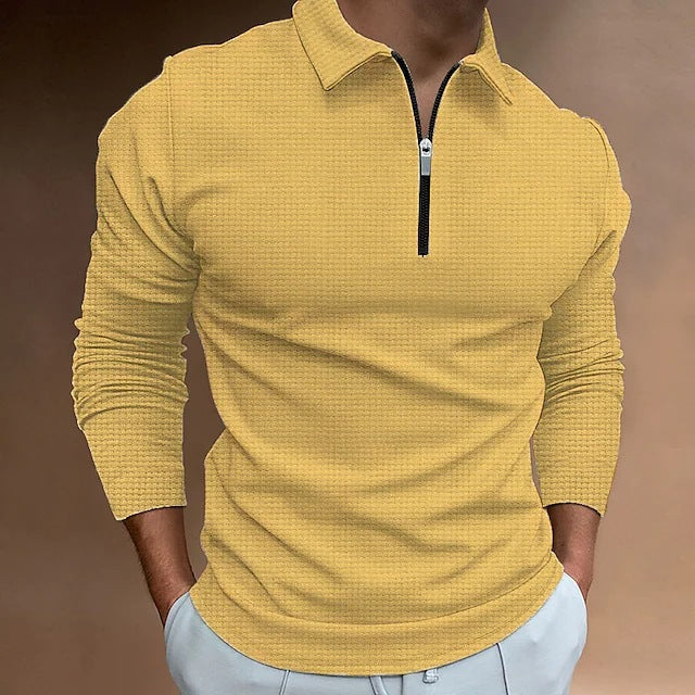 Herrer Polo-Shirt med lynlås og struktureret design Stilla