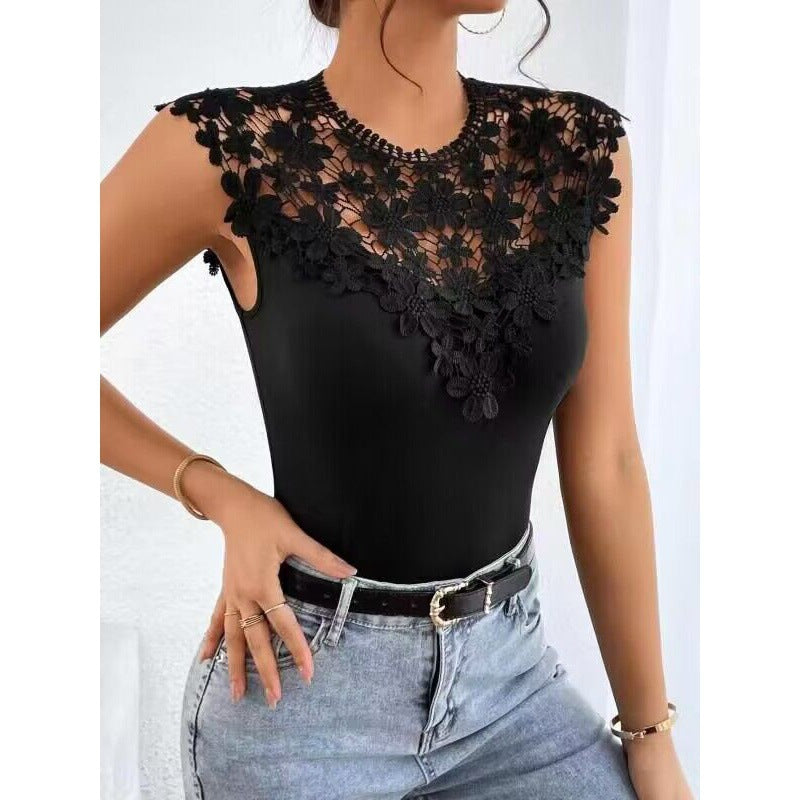 Dame Elegant Floral Spids Bodysuit Stilla