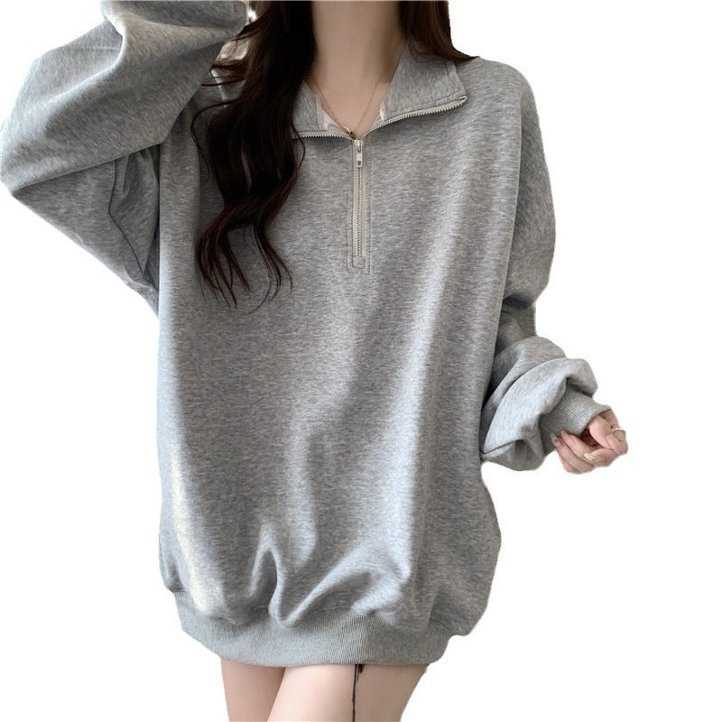 Femme Oversized Zip-Up Fleece Sweatshirt Stilla