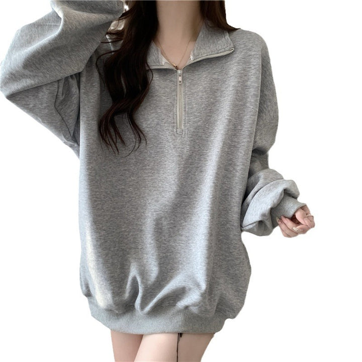 Femme Oversized Zip-Up Fleece Sweatshirt Stilla