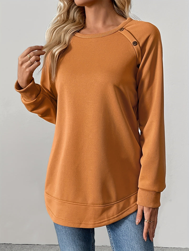 Kvinder Langærmet Knap-Detail Sweatshirt Stilla