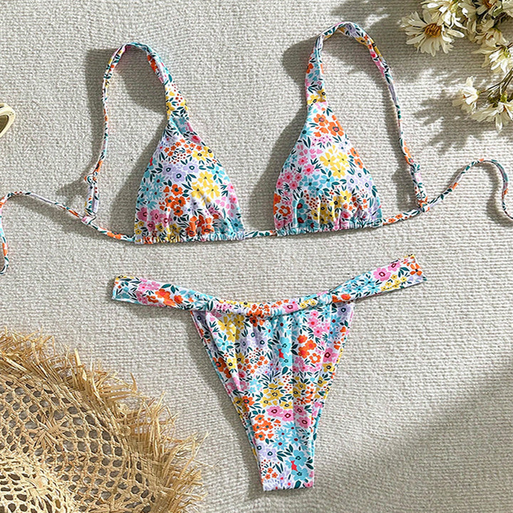 Dame Triangel-Bikini med frisk blomsterdesign Skovae