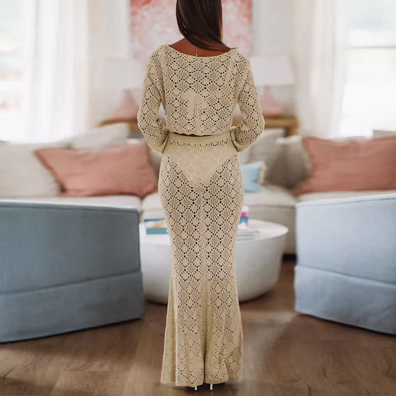 Dame Elegant Maxikjole med raffineret spidsestruktur Skovae