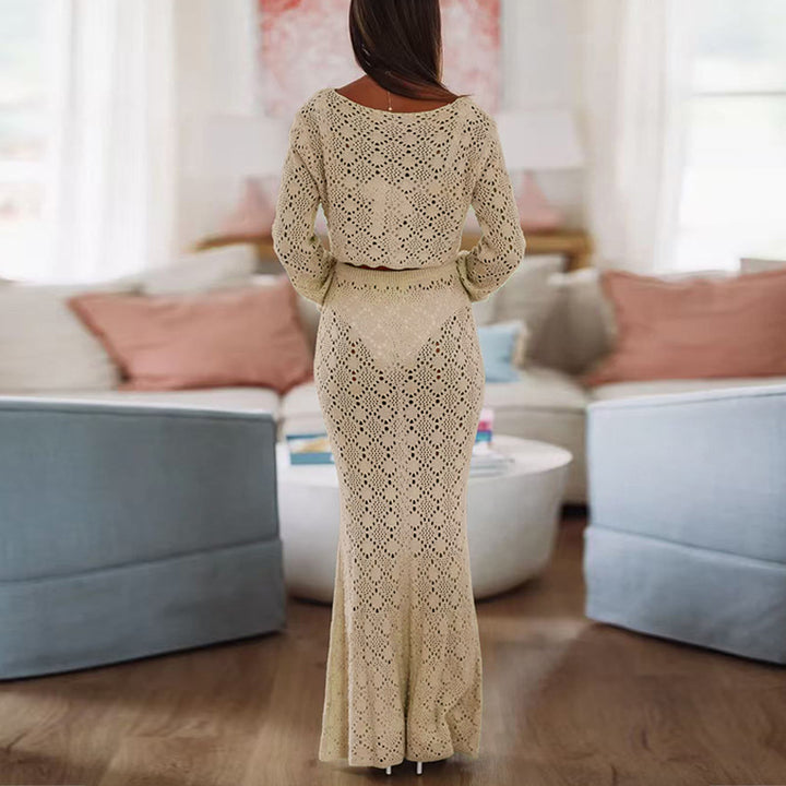 Dame Elegant Maxikjole med raffineret spidsestruktur Skovae