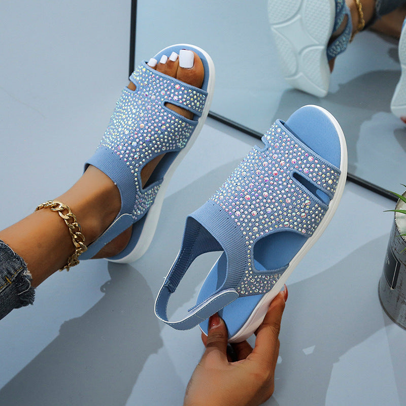 Dame Mode Sandaler med glitrende strass dekorationer og behagelig pasform Stilla