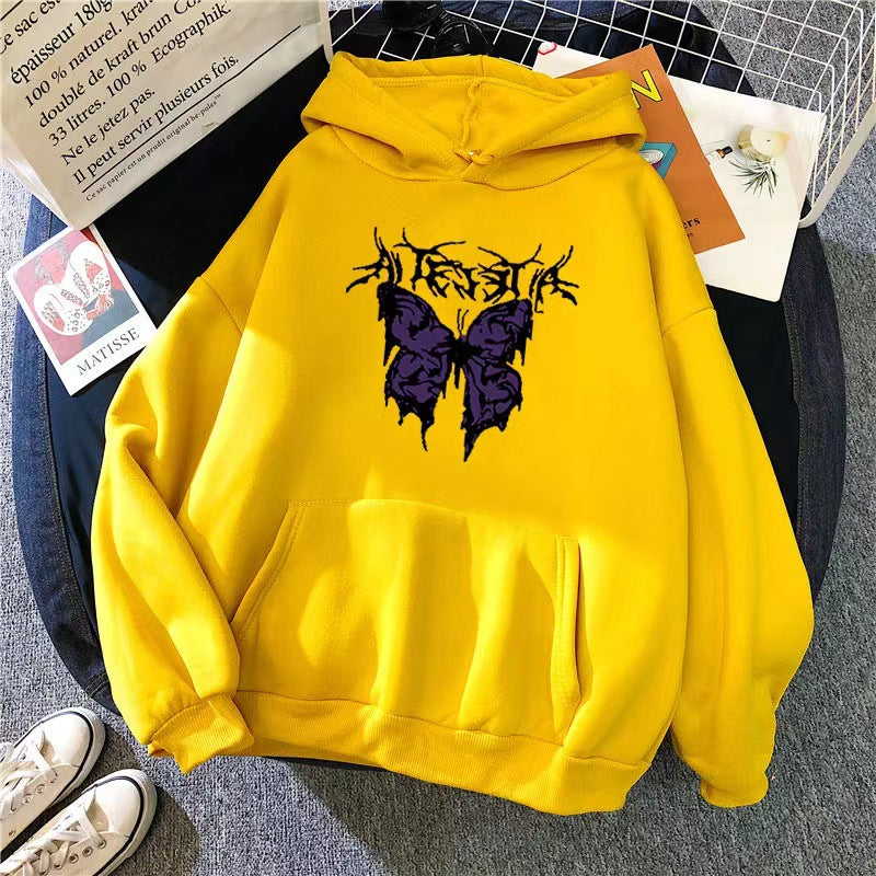 Kvinder's Hoodie med Kunstnerisk Sommerfugl Design Skovae
