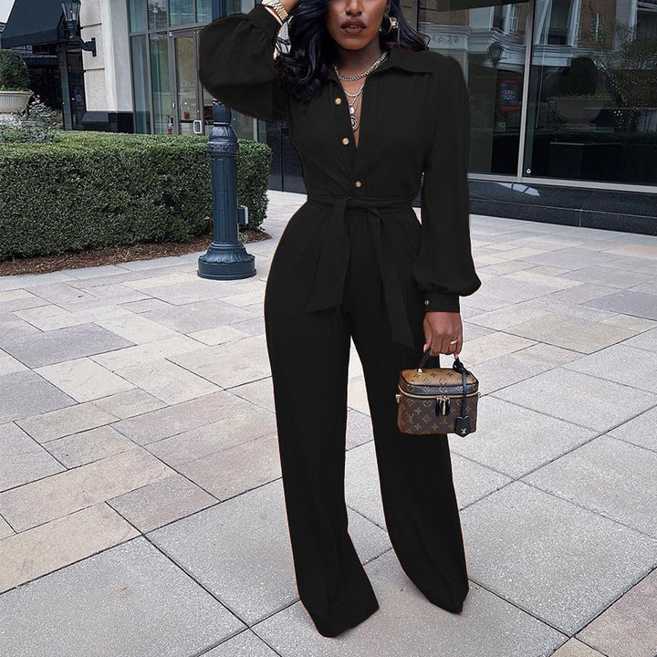 Dame Elegant Jumpsuit med figursyet design og knapliste Stilla