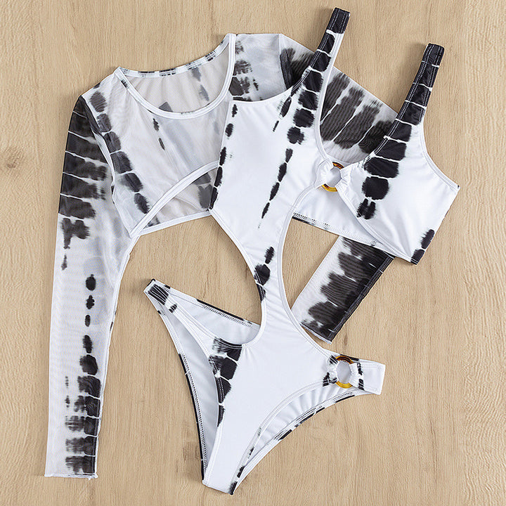 Dame Sexet Cut-Out Badedragt med lange ærmer og fashionable ringdetaljer Stilla