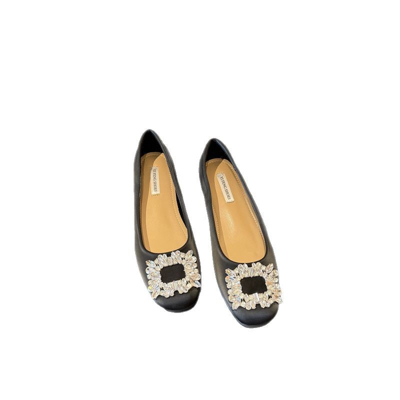 Dame elegante Slipper Ballerina Flade sko med prydede strass-accenter Stilla