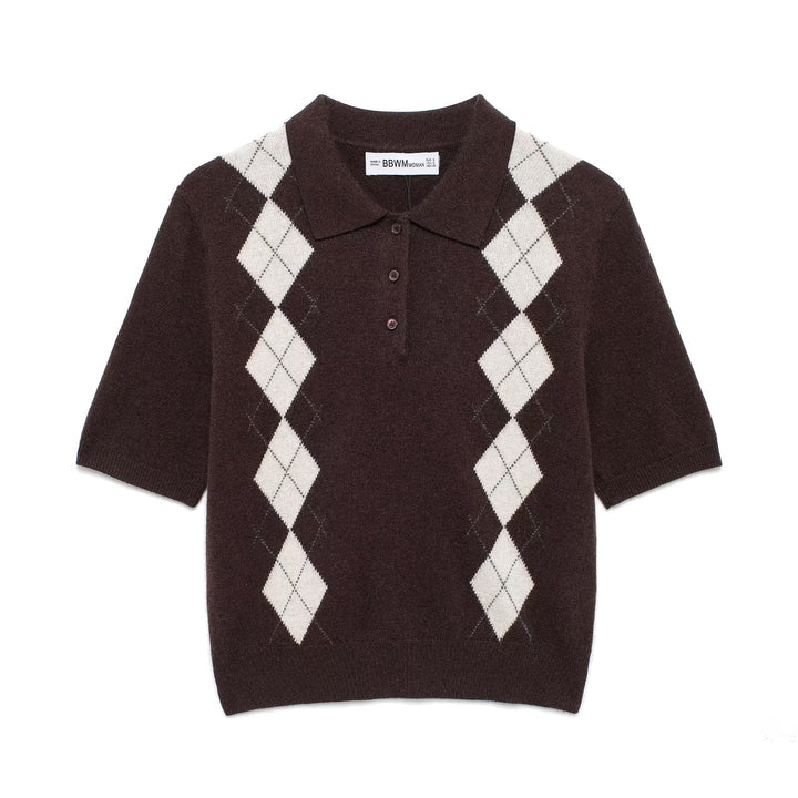 Femme Korte ærmer Argyle Strik Polo-Shirt Stilla