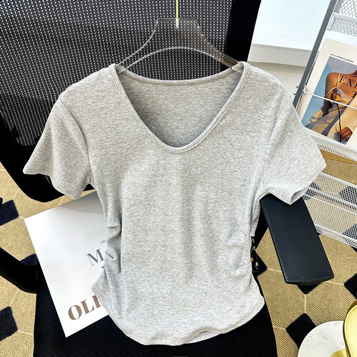 Dame V-Hals Fitted Basic T-Shirt Stilla