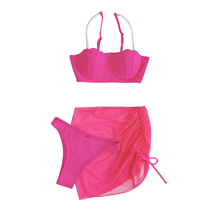 Dame bikini-sæt med elegant bustier og moderigtig nederdel Skovae