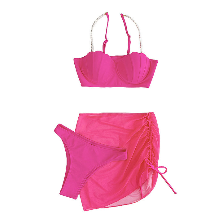 Dame bikini-sæt med elegant bustier og moderigtig nederdel Skovae