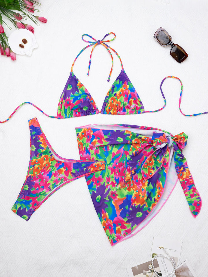 Dame bikini-top med justerbare stropper og farverigt mønster Stilla
