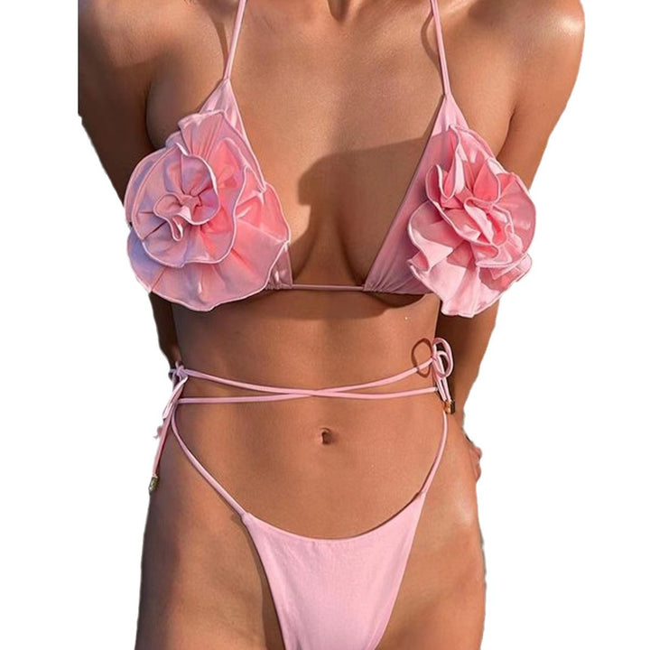 Kvinder Blomster Applikation Triangle Bikini Sæt Stilla
