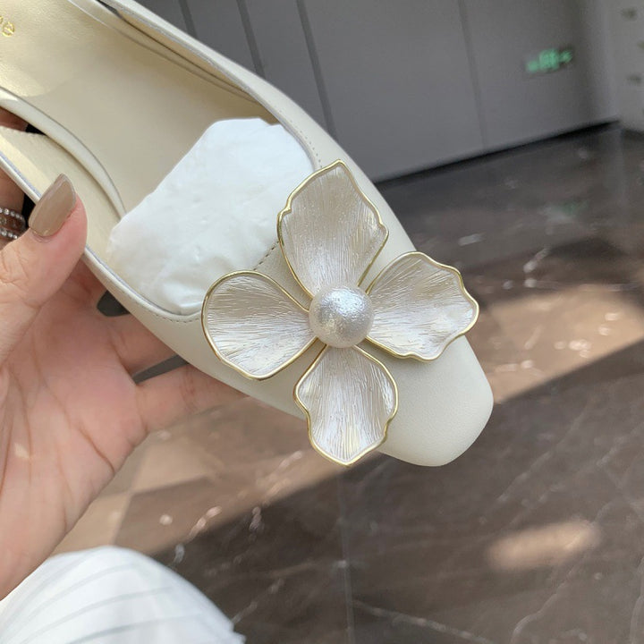 Dame Elegante Slingback Pumps med Blomster Accent Stilla