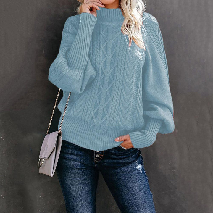 Dame strikpullover med høj hals og struktureret design Stilla