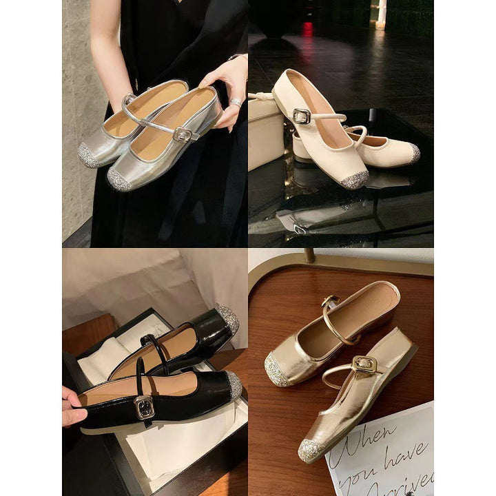 Kvinder Elegante Mary Jane Ballerinas med Strass-accents Stilla