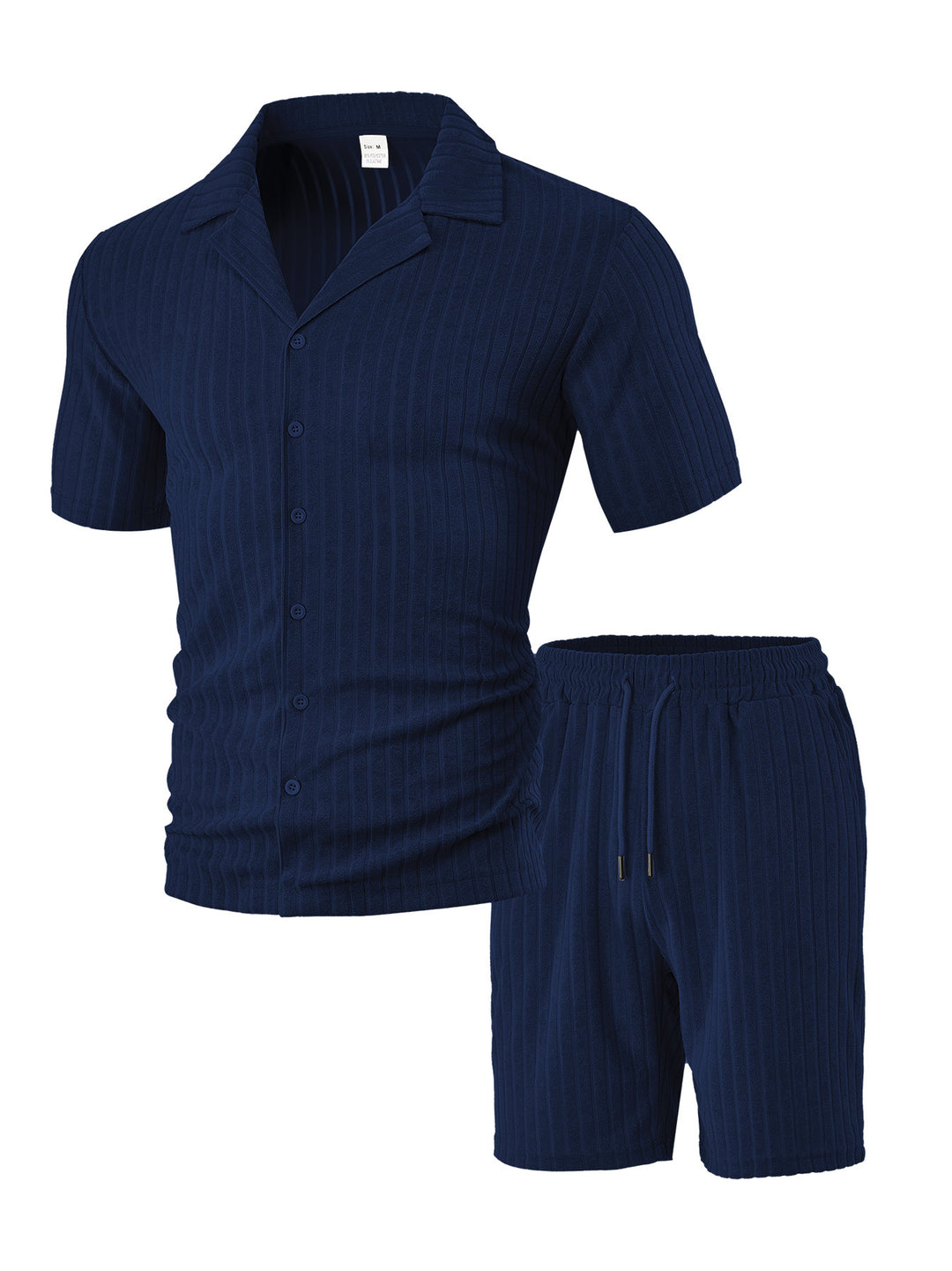 Herrer afslappet kortærmet overdel og shorts sæt med struktureret design Stilla
