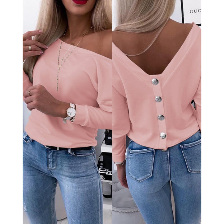 Dame Off-Shoulder Knap-besætning Langærmet Bluse Stilla