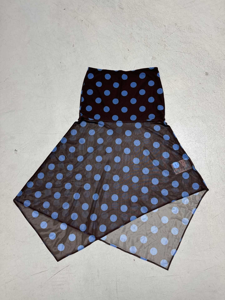 Dame strapless top med dyb V-hals og uforglemmeligt prikkedesign Skovae