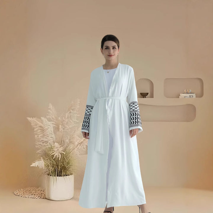 Dame Kimono-Style Maxi-Kjole med kunstnerisk broderidesign Stilla