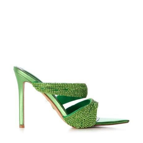 Femme med strass dekorerede high heeled mules Stilla