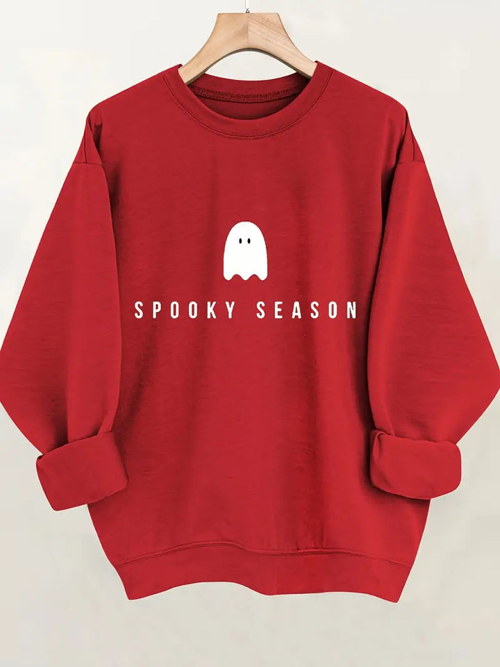 Dame sweatshirt med sjovt spøgelse motiv og bred pasform Stilla