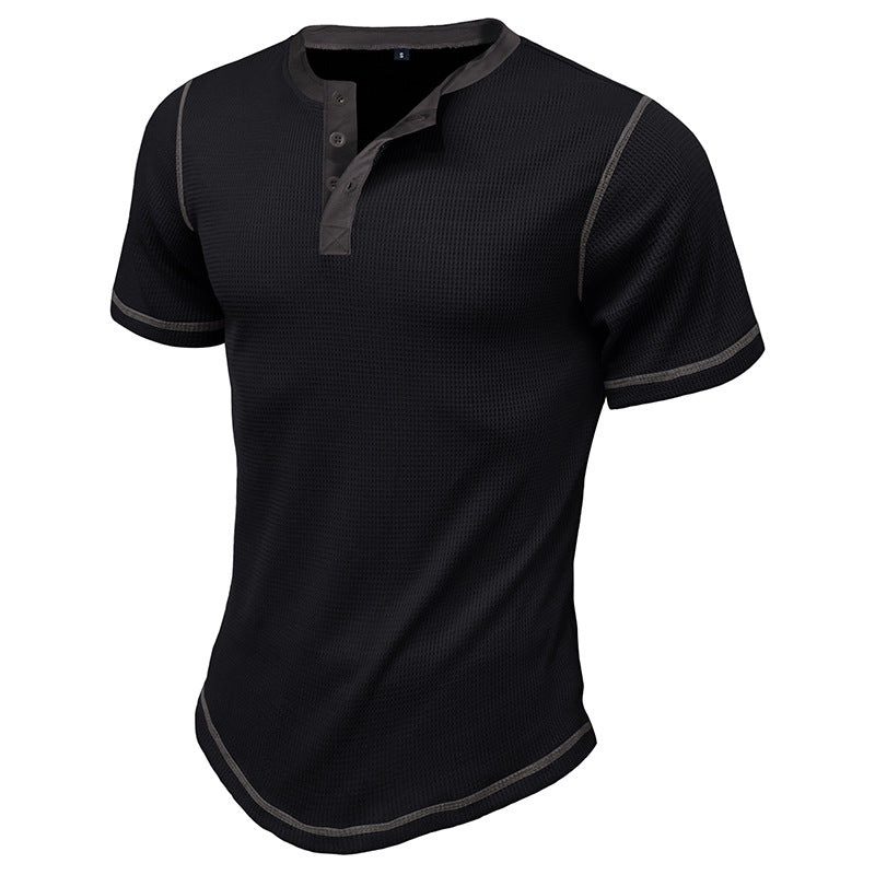 Herre kortærmet Henley-shirt med kontrasterende designelementer Stilla