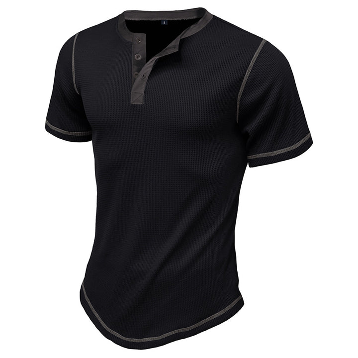Herre kortærmet Henley-shirt med kontrasterende designelementer Stilla