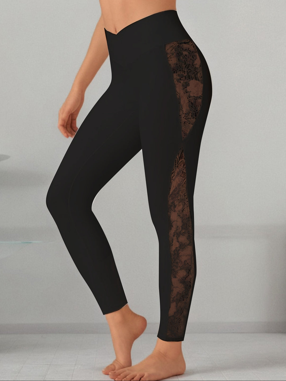 Dameleggings med transparent spidsindsats og høj talje Stilla