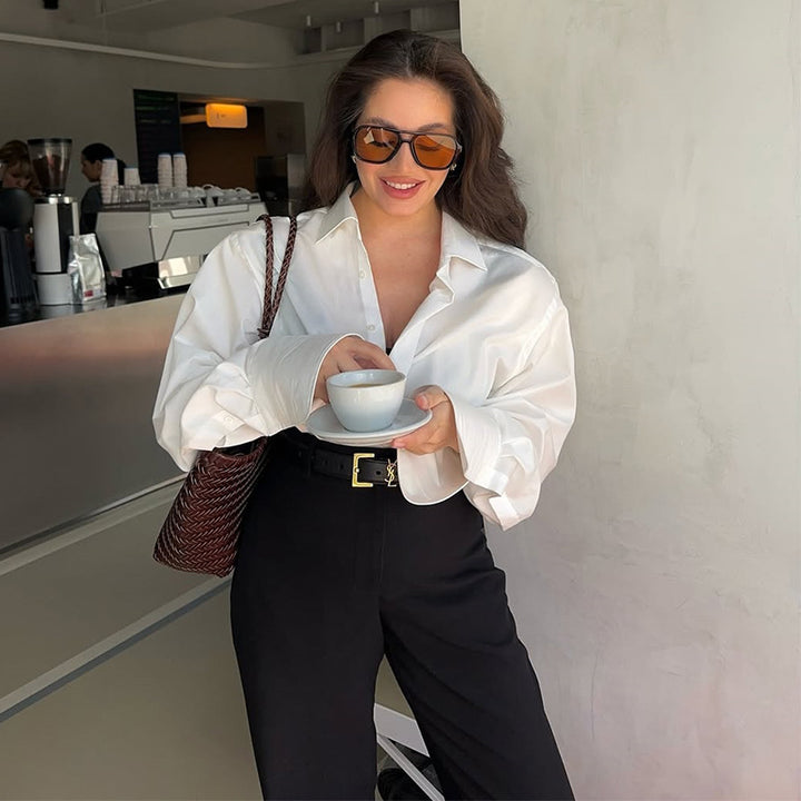 Dame Elegant oversized bluse lavet af høj kvalitets bomuld Stilla
