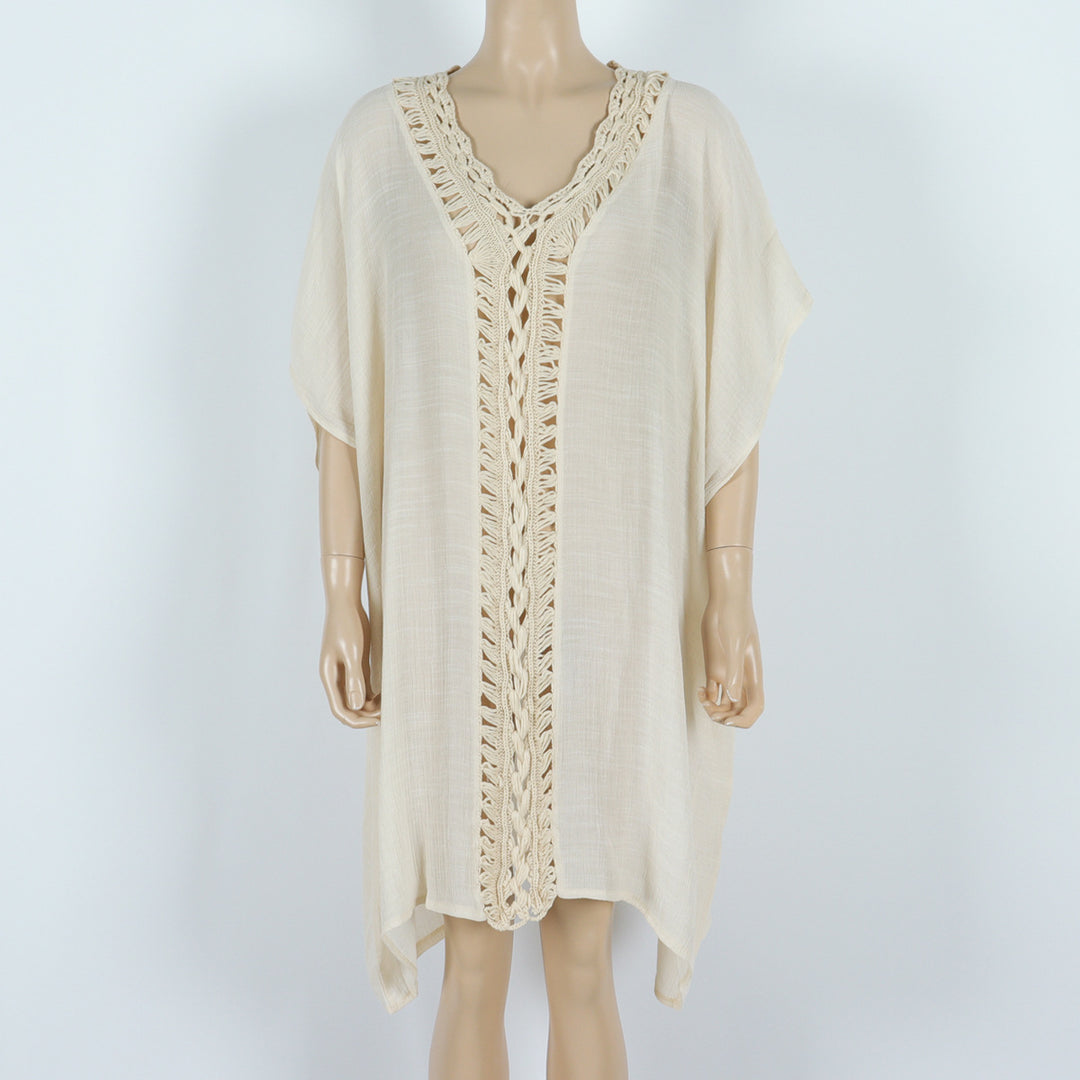 Dame kaftan med snit og dekorativ spidsudsmykning Stilla