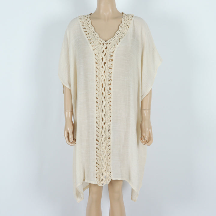 Dame kaftan med snit og dekorativ spidsudsmykning Stilla