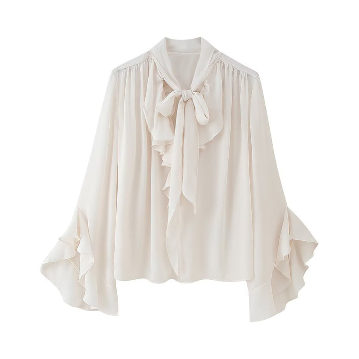 Femme Elegante Rynkning bluse med bindingsdetalje Stilla