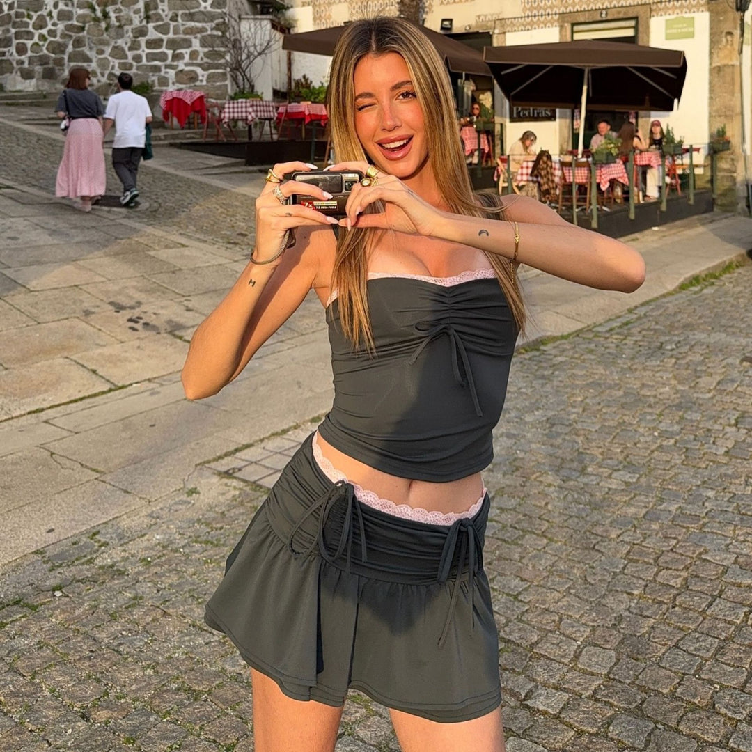 Dame Trendy Crop-Top og nederdel sæt Stilla