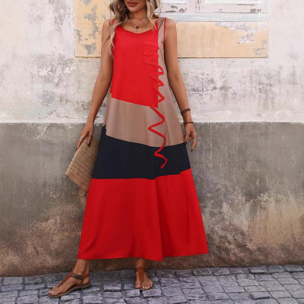 Dame Maxikjole med asymmetrisk design og rynkedetaljer Stilla