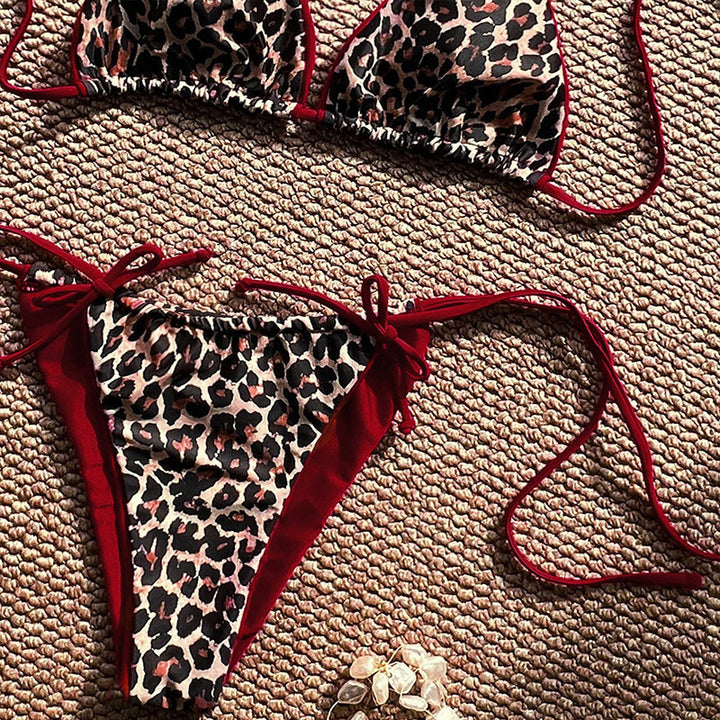 Dame Triangel-Bikini-Sæt med justerbare bånd og dyreinspireret design Skovae