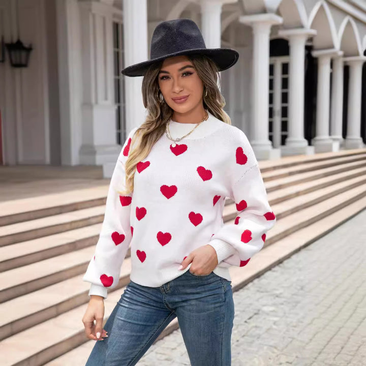 Kvinders afslappede sweater med hjerter og moderne snit Stilla