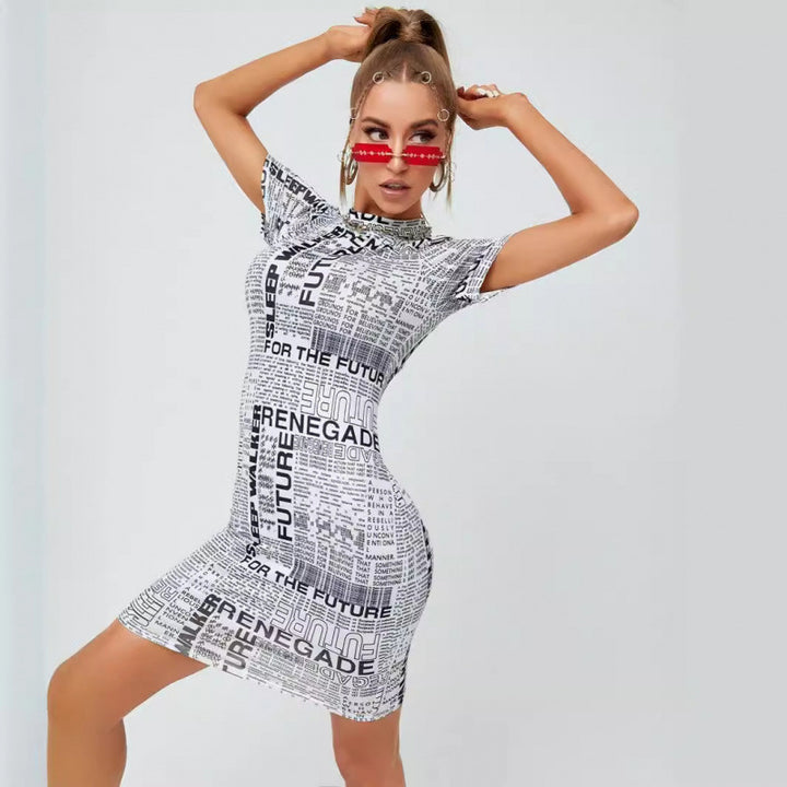 Femme Grafiktryk Bodycon Kjole Stilla