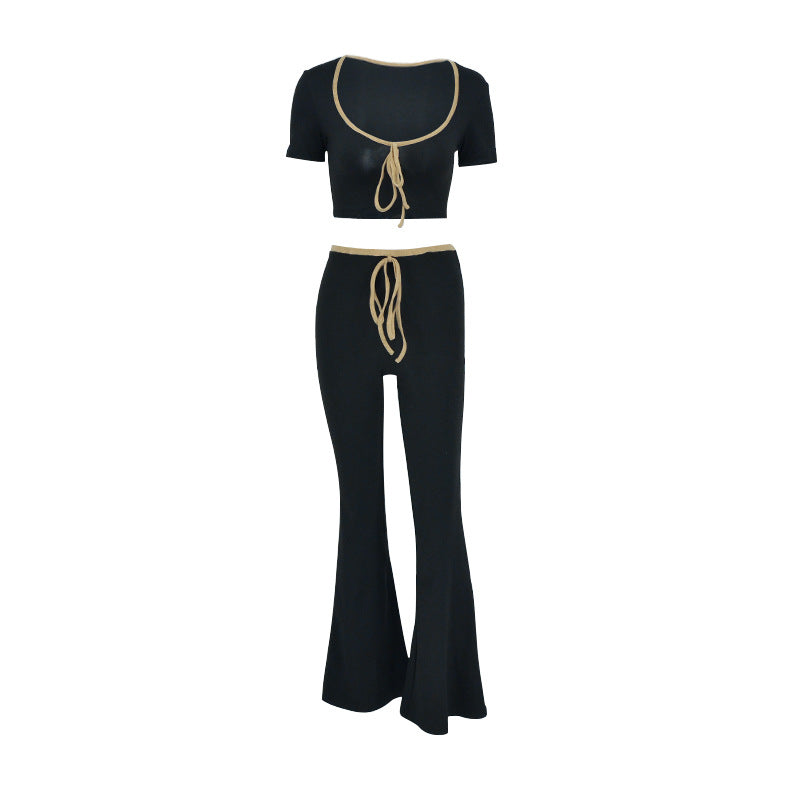 Dame modish cropped top med bred bukseafslutning Skovae