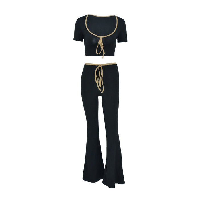 Dame modish cropped top med bred bukseafslutning Skovae