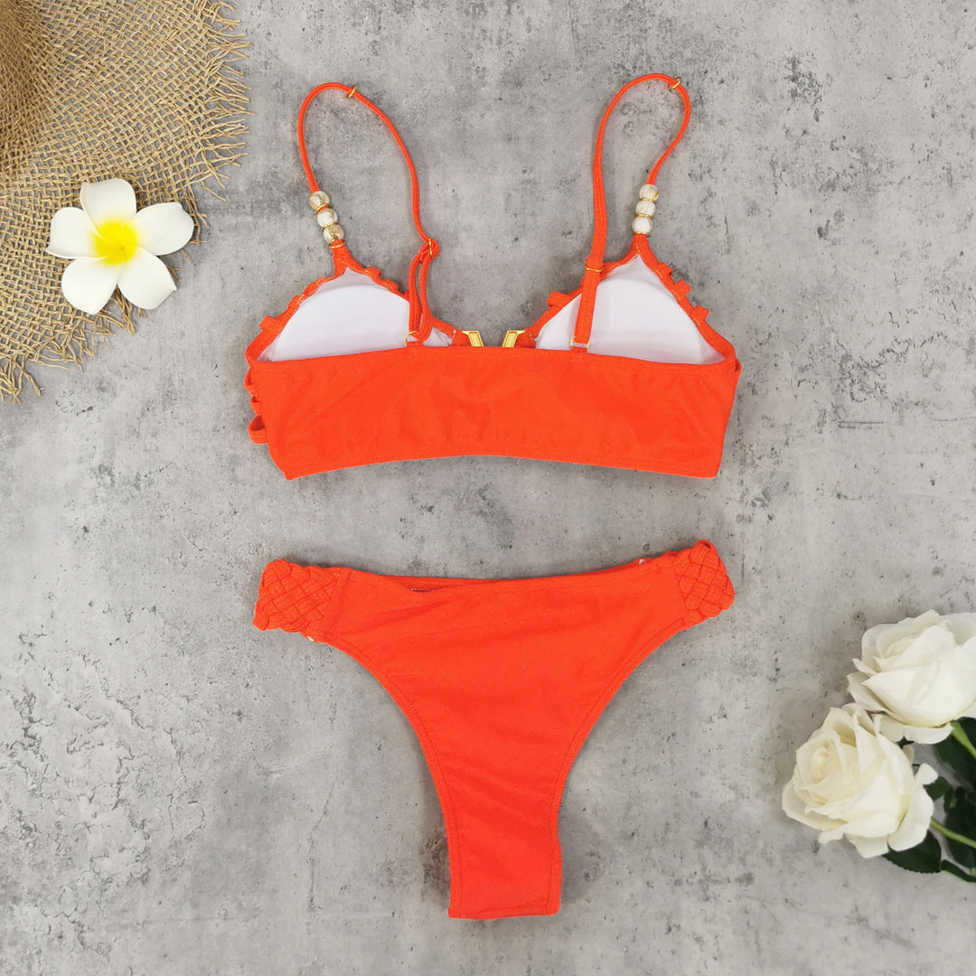 Dame Bikini-sæt med filigran flæse design og luksuriøse smykkedetaljer Stilla