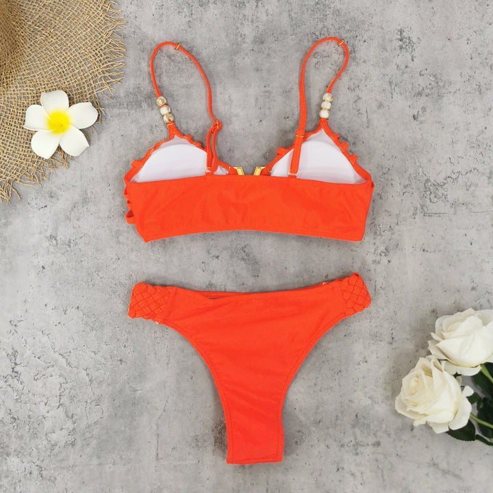 Dame Bikini-sæt med filigran flæse design og luksuriøse smykkedetaljer Stilla